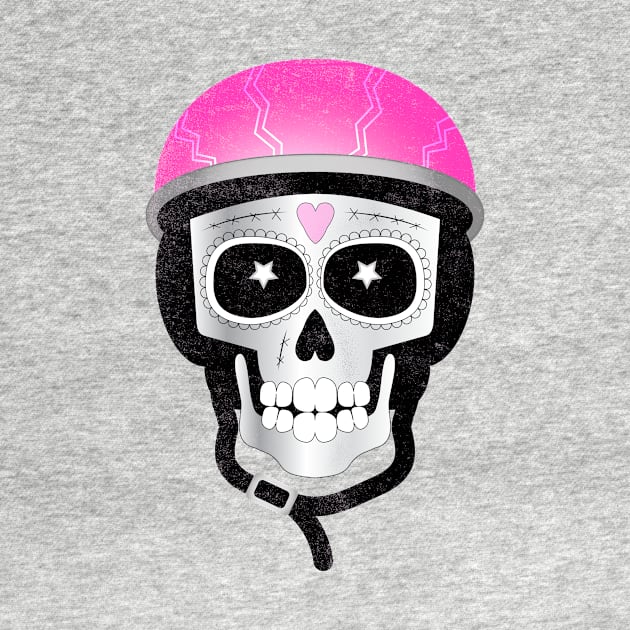 Biker Skull with Pink Helmet by AntiqueImages